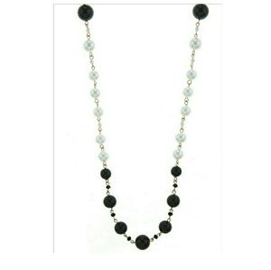 Noblesse Collection Jewelry - Mixed Bead Faux Black and White Pearl Necklace Noblesse Collection Jewelry - Mixed Bead Faux Black and White Pearl Necklace